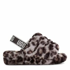 Ugg Fluffy Yea Print Sandals for Women's Slippers Colour Stormy Grey