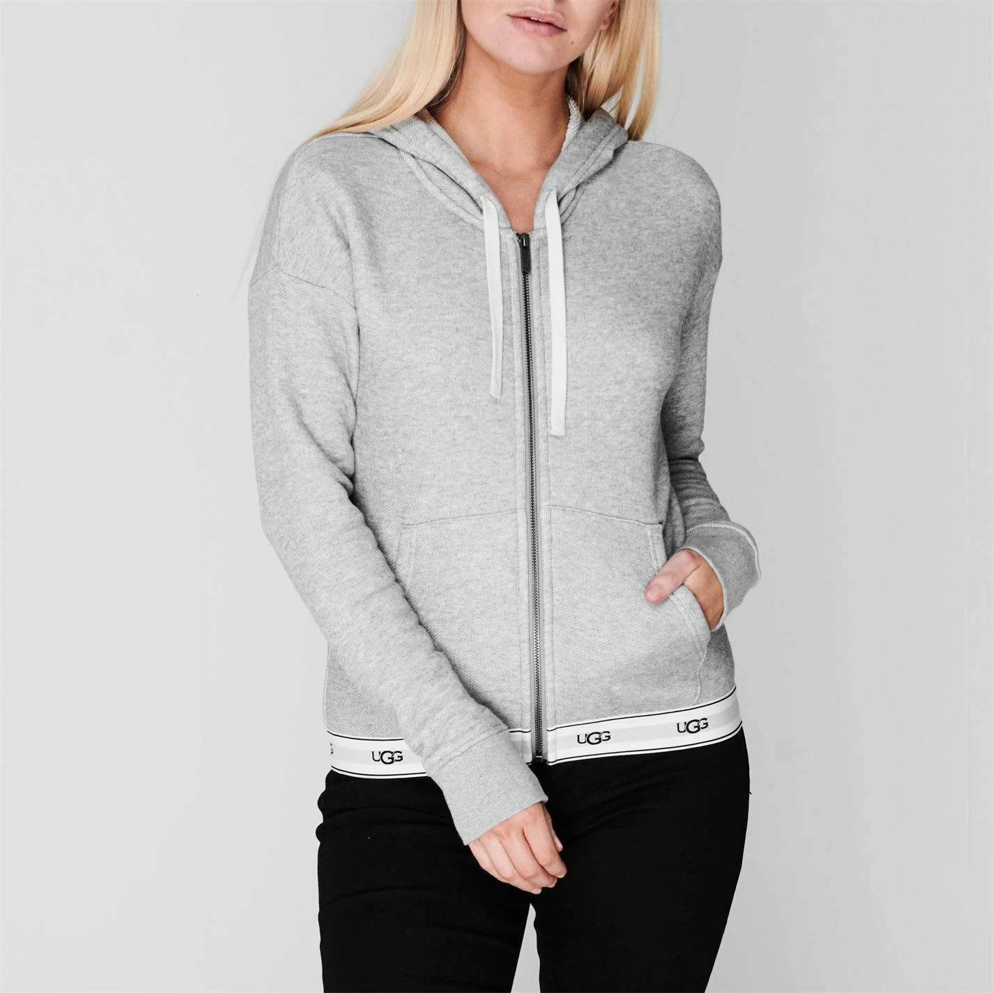 Ugg Sena Tape Zip Hoodie for Hoodies and Sweatshirts Colour Grey Heather - Image 2
