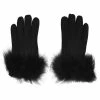 Ugg Long Pile Bow Gloves for Ladies' Gloves Colour Black BLK